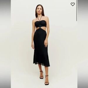 Reformation black midi dress
